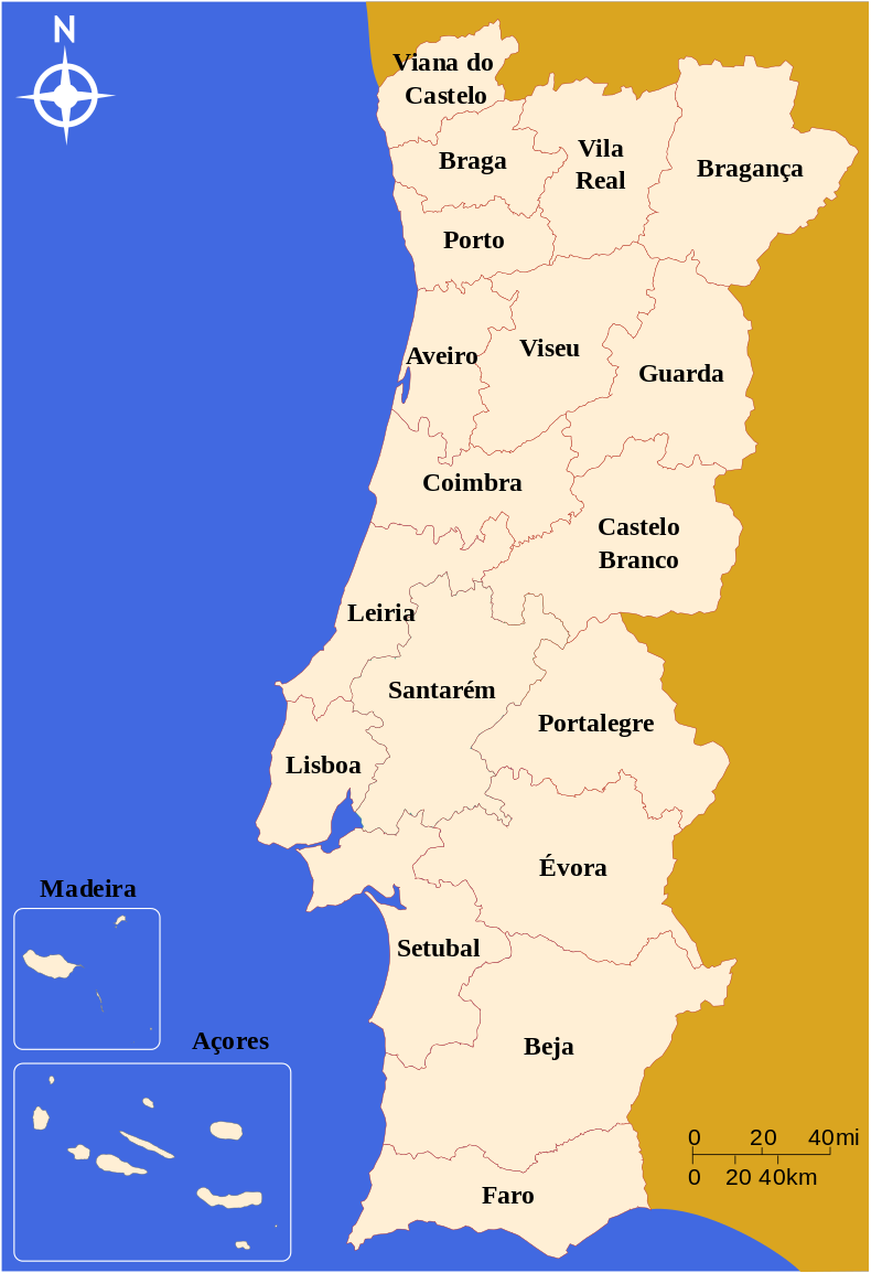 Mapa De Portugal → Regiões Distritos Concelhos E Freguesias 4386