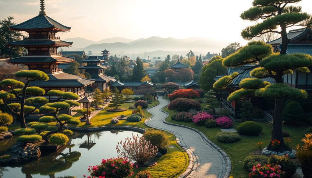 Templos serenos e jardins exuberantes em Kyoto, onde o tempo parece desacelerar.