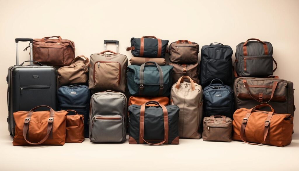 Coleção organizada de malas e mochilas: praticidade e estilo prontos para qualquer destino.